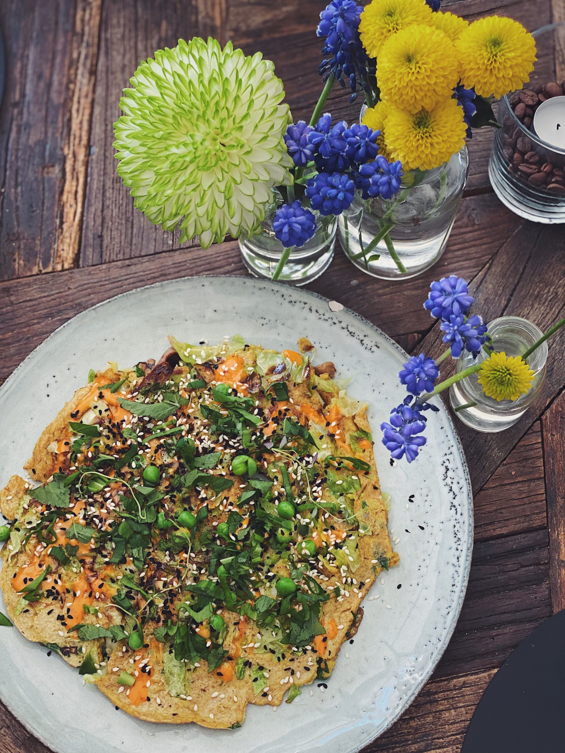 okonomiyaki med spidskål